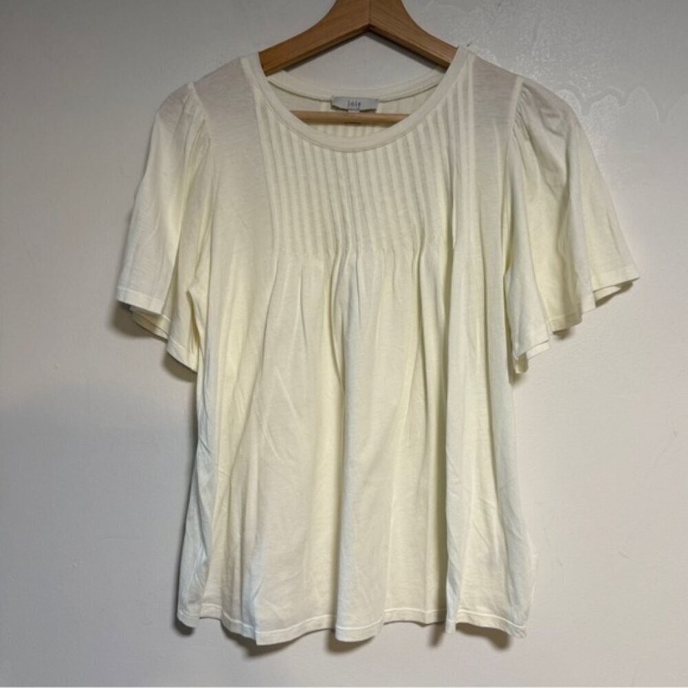 Joie Pleated Flutter Sleeve Top White Size S - Picture 2 of 7